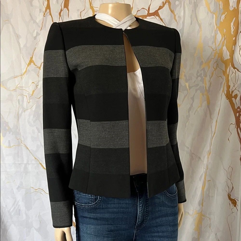 * Striped Black and Gray Women's Blazer